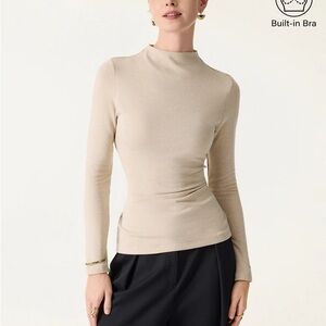 OGL ProWarm Mockneck Long Sleeve Brami - Natural Calico with Built in Bra
